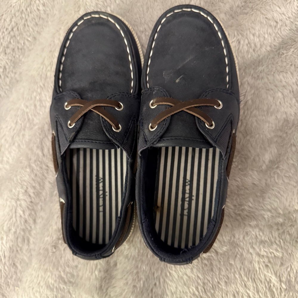 J. Crew Kids Navy Dress Shoes with Brown Accents EUC SZ 11